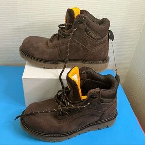 Rugged Brown Boots with Yellow Highlights